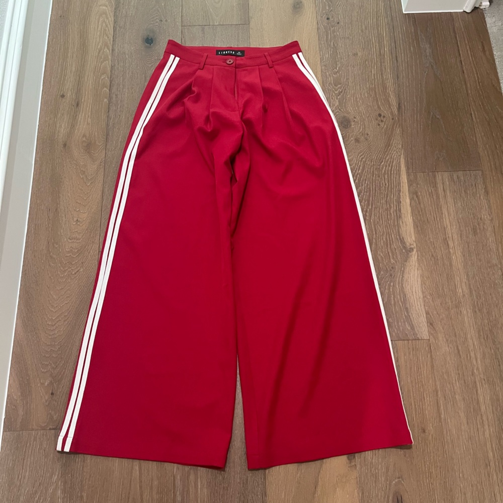 Lioness Red Women Bottoms with White Stripes